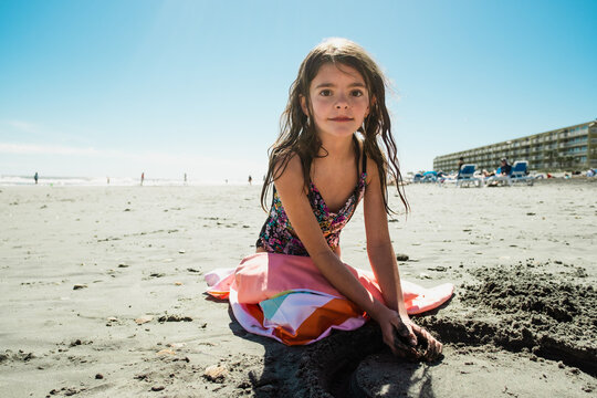 Tween girl on the beach
