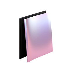 Vertical A4 magazine with a partially open black cover set against a transparent background