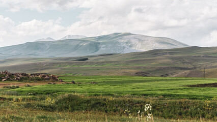 Javakheti Plateau landscape in Samtskhe–Javakheti region, Georgia, with ancient dormant volcanoes...