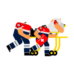 Cartoon character of patient transferred by the emergency team.