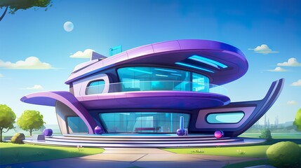 Obraz premium futuristic house with solar power systemr, in the style of organic and flowing forms, generative AI