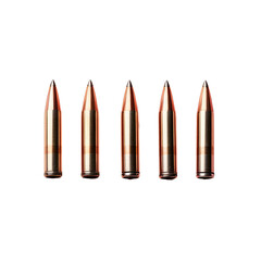 Four bullets isolated on a transparent background