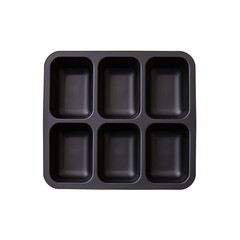 A rear view of an isolated black silicone ice cube tray closeup