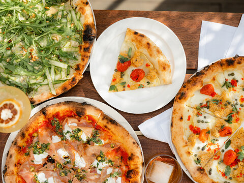 Selection of pizzas