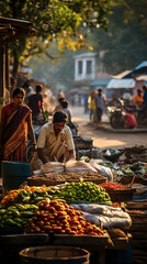 The vibrant atmosphere of a street market in a small town offers a window into the lives of its subjects