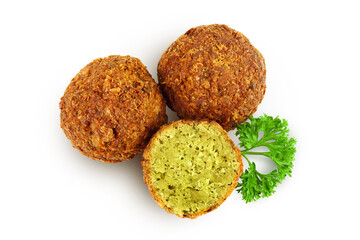 falafel ball isolated on a white background. Top view. Flat lay.