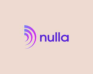 Abstract logo from colorful lines. Universal gradient waves sign. Universe tech science symbol. Vector illustration.