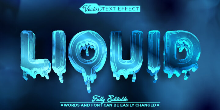 Cartoon Blue Liquid Water Vector Editable Text Effect Template