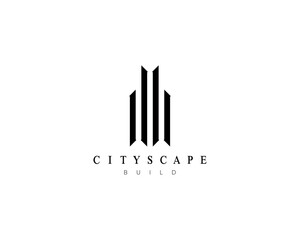 Modern architecture, skyscraper, structure, building, real estate and apartment logo design template for business identity.