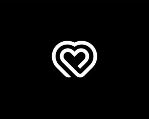 Abstract continue line heart logo. Cardiology health love minimalist symbol. Vector illustration.