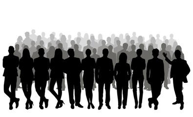 Crowd silhouette on white background