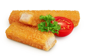 Fish finger or stick isolated on white background with full depth of field
