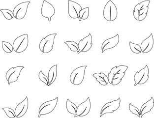 leaf, branch set icon Eco friendly ecology icons. Environmental Leaves, natural, eco, vegan, bio labels vector symbol logo line editable stroke design style isolated white background