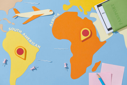 Passport with a map background.Travel planning