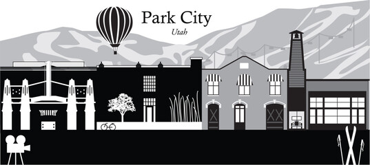 Vector illustration of the skyline/cityscape of Park City, Utah, USA