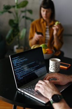 Worker programmer code home office partner together 