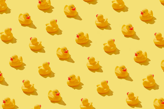 Pattern of rubber yellow duckies.