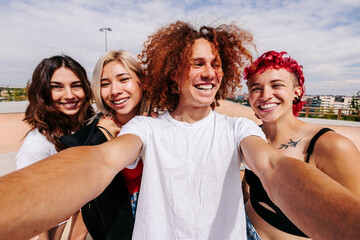 Group of teenagers taking a selfie