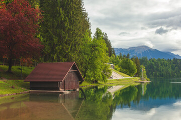 Lake Bled Reflections and Triglav National Park, Spring Season Photo, Julian Alps Bled, Slovenia