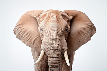 Elephant isolated on a white background close-up portrait. Studio animal photography.