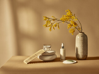 Natural beauty products in brown delicate set