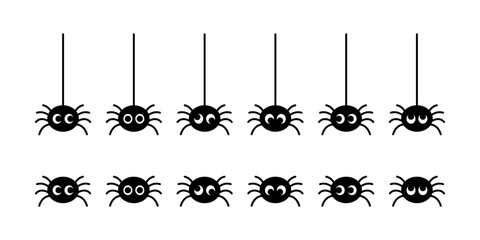 Vector cute spider icon, illustration set.