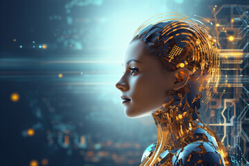 illustration 3d of an android with artificial intelligency