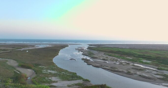 ProyectoAerial view of a wetland ecosystem by the sea, Puerto Eten, Peru. sin título