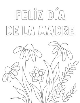 mothers day coloring page in spanish. you can print it on standard 8.5x11 inch paper