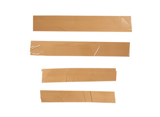 4 brown tape attached to a sheet of paper with png transparent background