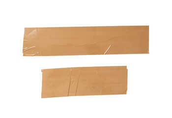 2 brown tape attached to a sheet of paper with png transparent background