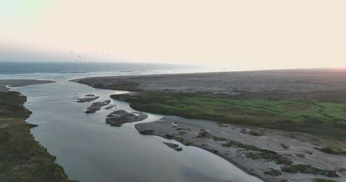 ProyectoAerial view of a wetland ecosystem by the sea, Puerto Eten, Peru. sin título