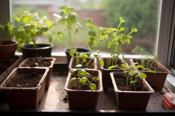 Planting - seedlings in pots