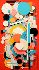 A vibrant and chaotic collage composed of overlapping shapes and colors suggesting asense of uncertainty Abstract wallpaper backgroun