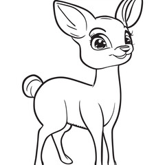 Fototapeta na wymiar impala, cute, cheerful, nice, easy to color, childrens drawing, smiling, vector illustration line art