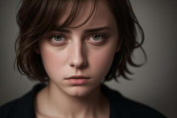 Fototapeta premium close-up portrait of a girl with serious face