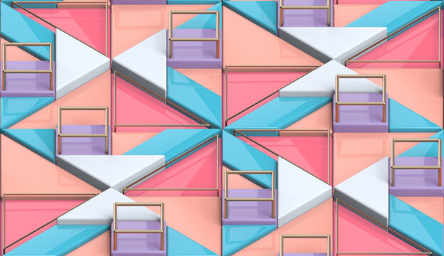 Bright geometric mosaic wallpaper design.