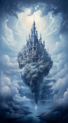 fairy landscape with aerial city
