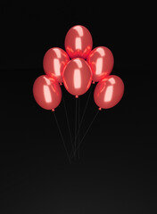 Czerwone balony na czarnym tle - obrazy, fototapety, plakaty