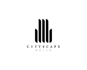 Real estate, building, architecture, construction, cityscape, skyscraper, residence, apartment, structure and planning logo design concept.