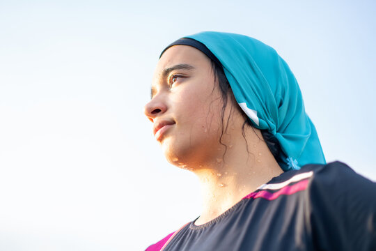Young Arabic womanon beach