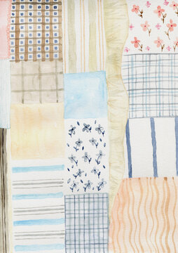 Watercolor patchwork illustration 