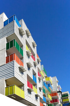 Modern colourful public housing apartment block