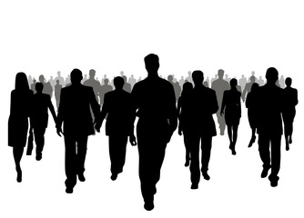 Crowd silhouette on white background