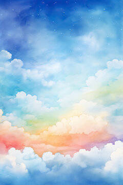 Colorful clouds in the style of watercolor