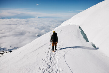 Mountain climber on Mount Rainier