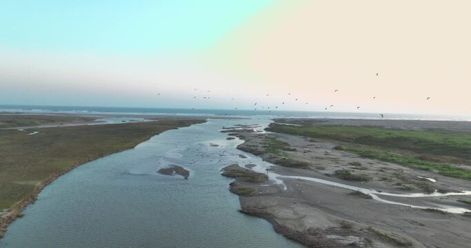 ProyectoAerial view of a wetland ecosystem by the sea, Puerto Eten, Peru. sin título