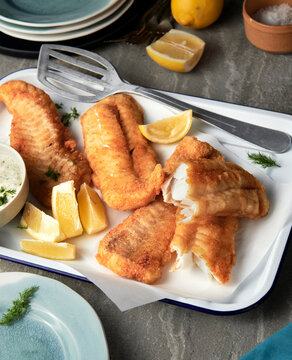 Battered cod fillets, fried fish