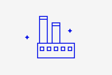 factory illustration in flat style design. Vector illustration in trend blue color. 
