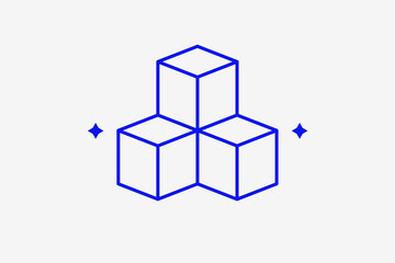 box illustration in flat style design. Vector illustration in trend blue color. 
